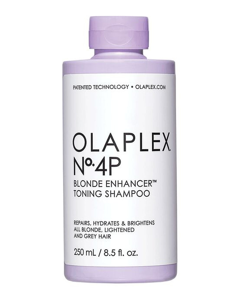 Olaplex No.4P Blonde Enhancer Toning Shampoo bottle on a white background-hair care canada