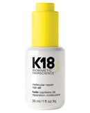 K18 biomimetic hairscience molecular repair hair oil bottle with yellow cap on a white background - Hair Care Canada