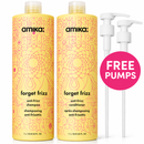 amika Forget Frizz 1000ml shampoo and conditioner duo with free pumps