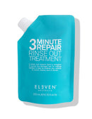 Blue pouch of '3 Minute Repair Rinse Out Treatment' by Eleven on a white background-Hair Care Canada