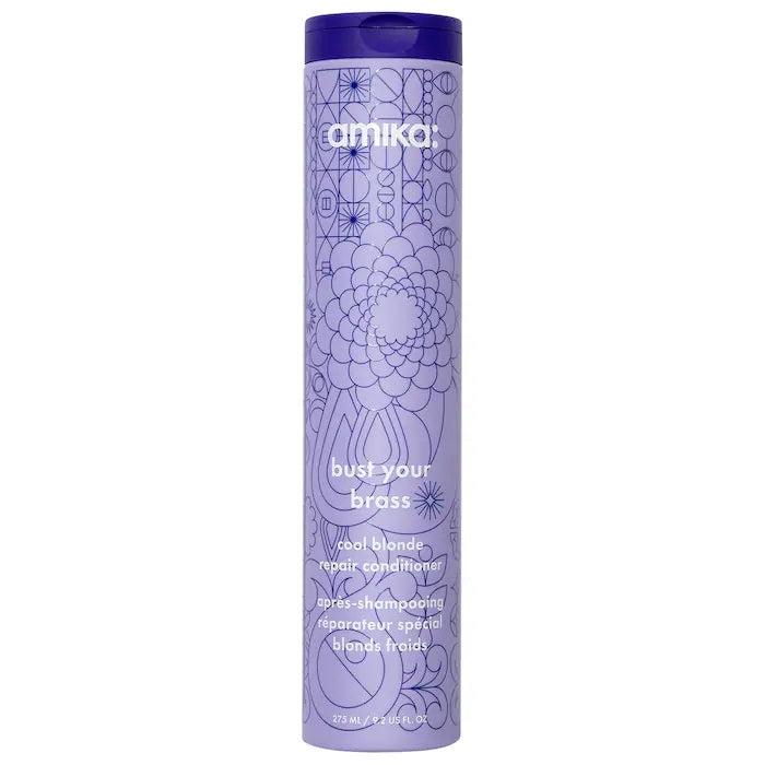 Amika conditioner bottle with purple design on a white background - Hair Care Canada