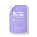Purple pouch labeled 'Keep My Colour Treatment Blonde' by Eleven on a white background-Hair Care Canada
