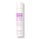 Make Me Shine Spray Gloss bottle with purple text on a white-Hair Care Canada