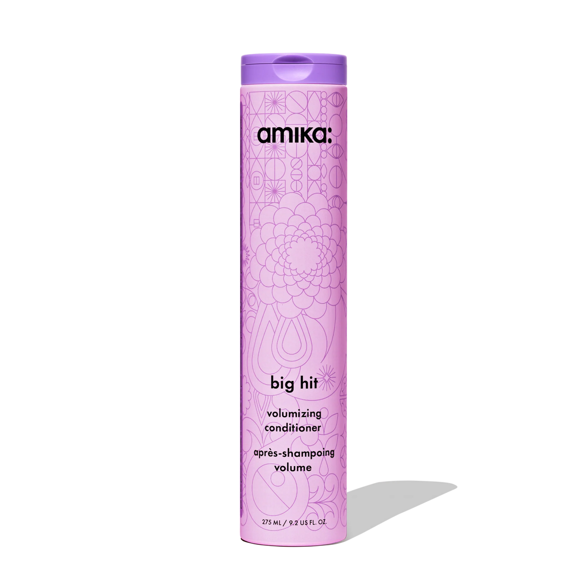 Purple bottle of amika 'big hit' volumizing conditioner on a white background  Hair Care Canada