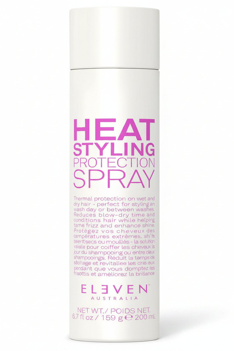 Heat styling protection spray bottle with 'Eleven Australia' branding on a white background - Hair Care Canada