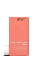 Kevin Murphy shampoo bottle with coral packaging on a white background