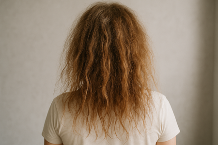 frizzy and fried hair from the back