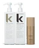 Kevin Murphy hair care products including a shampoo, conditioner, and session spray on a white background - Hair Care Canada