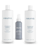 Neuma hair care products including shampoo, conditioner, and serum on a white background - hair care canada
