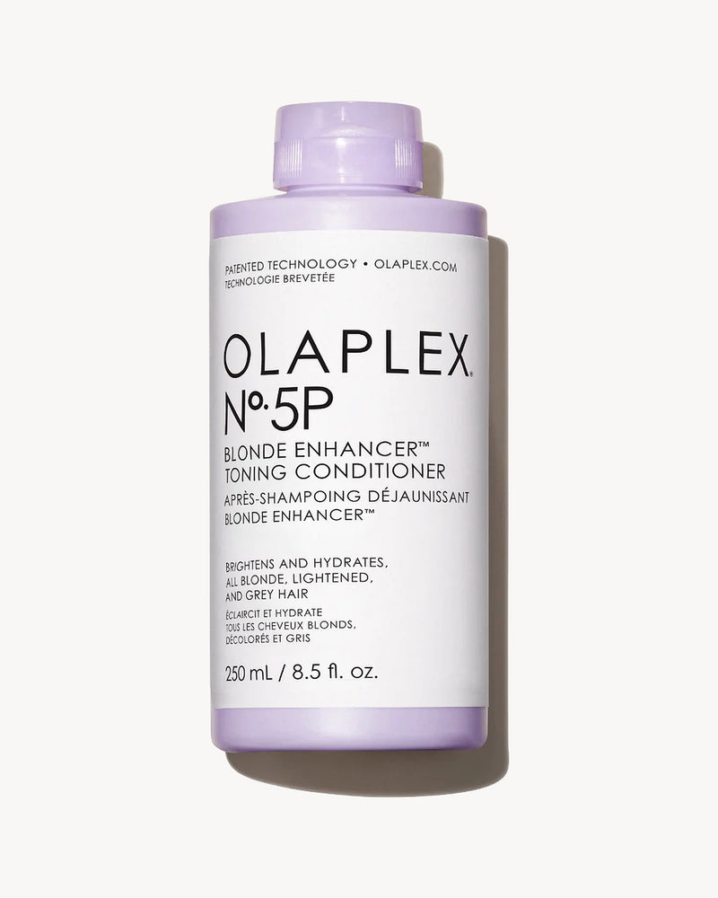 OLAPLEX No.5P Blonde Enhancer Toning Conditioner bottle on a white - Hair Care Canadabackground