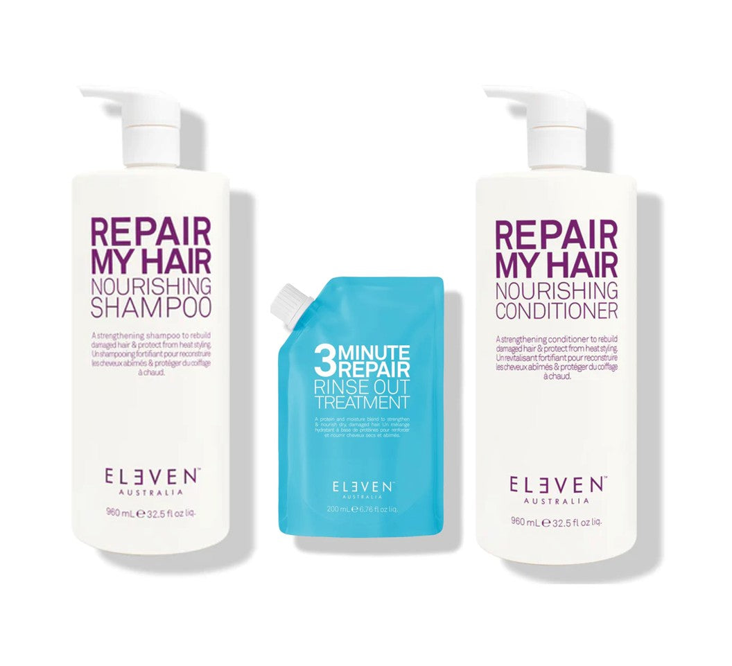 Three hair care products from Eleven Australia on a white background - Hair Care Canada